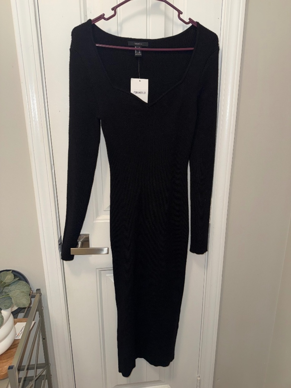 Forever 21 Black Ribbed Midi Dress